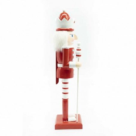 Schiaccianoci di Natale 110cm in legno Re di colore rosso e bianco