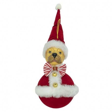 Cagnolino Natalizio da Appendere con Abito di Babbo Natale H.25 cm