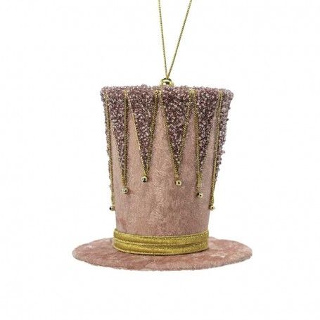 Cappello Natalizio da Appendere Rosa e Oro H.11cm