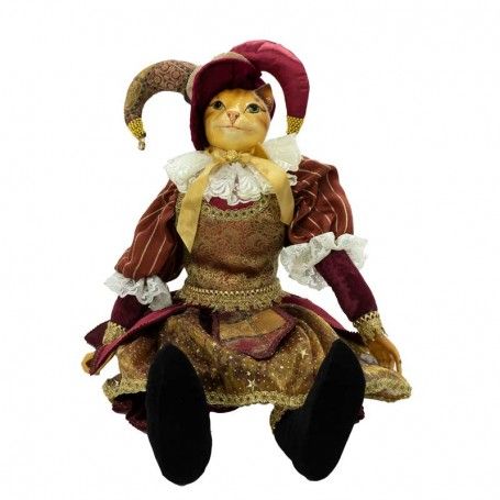 Mrs Gatto con Abito di Colore Burgundy e Oro