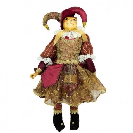 Mrs Gatto con Abito di Colore Burgundy e Oro