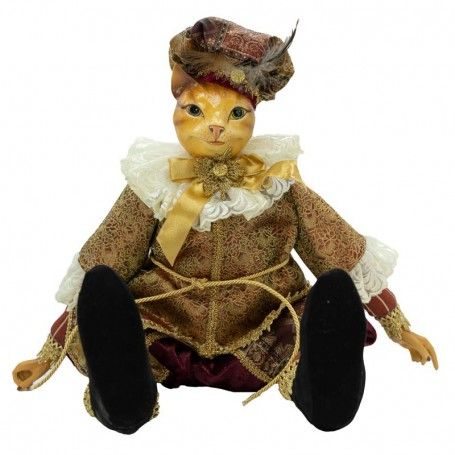 Mr. Gatto con Abito Burgundy e Oro H.38 cm