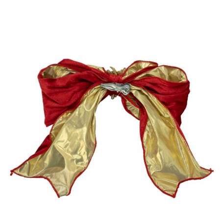 Fiocco Natalizio in Velluto Rosso e Oro con Clip H.20 cm
