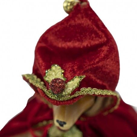 Volpe con Mantello in Velluto Rosso e Oro H.40 cm