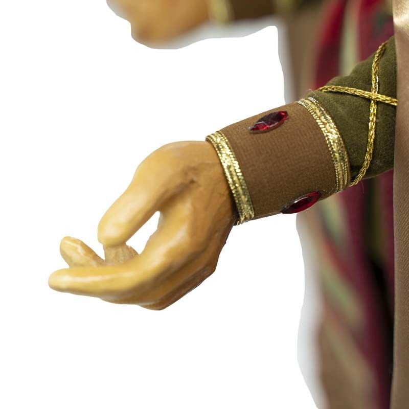 Volpe con Mantello in Velluto Rosso e Oro su Stand H.62 cm