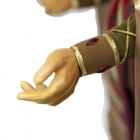 Volpe con Mantello in Velluto Rosso e Oro su Stand H.62 cm