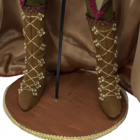 Volpe con Mantello in Velluto Rosso e Oro su Stand H.62 cm