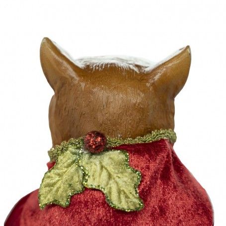 Volpe con Mantello in Velluto Rosso e Oro su Stand H.62 cm
