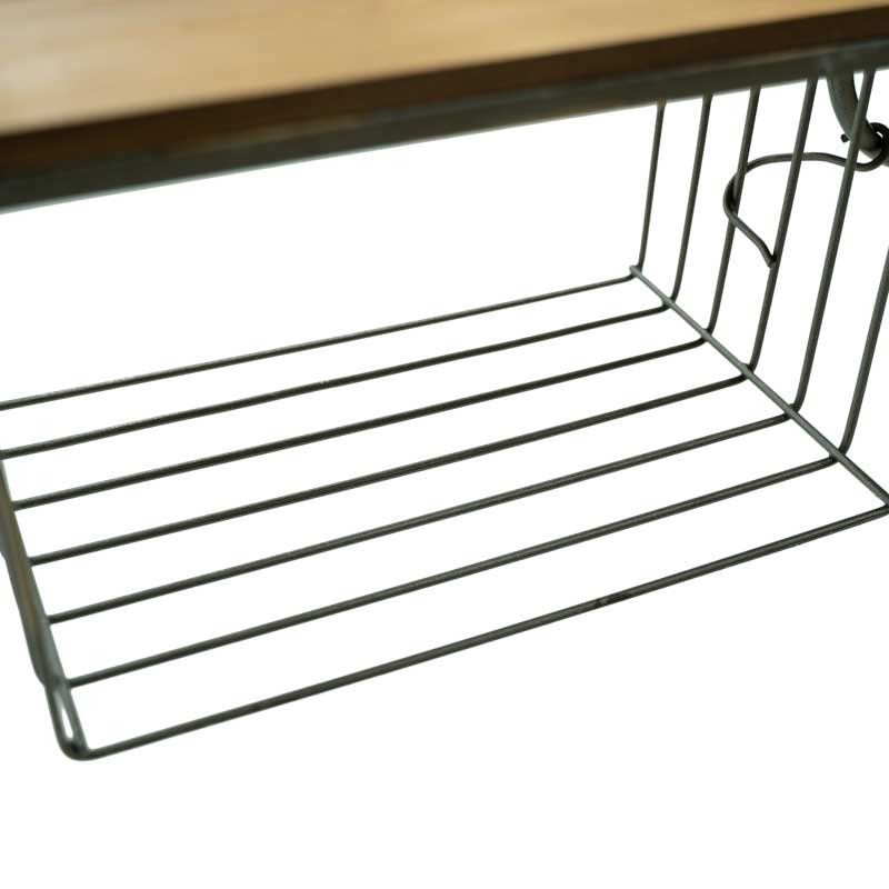 Mensola Stile Industrial in Legno con Specchio e Ganci