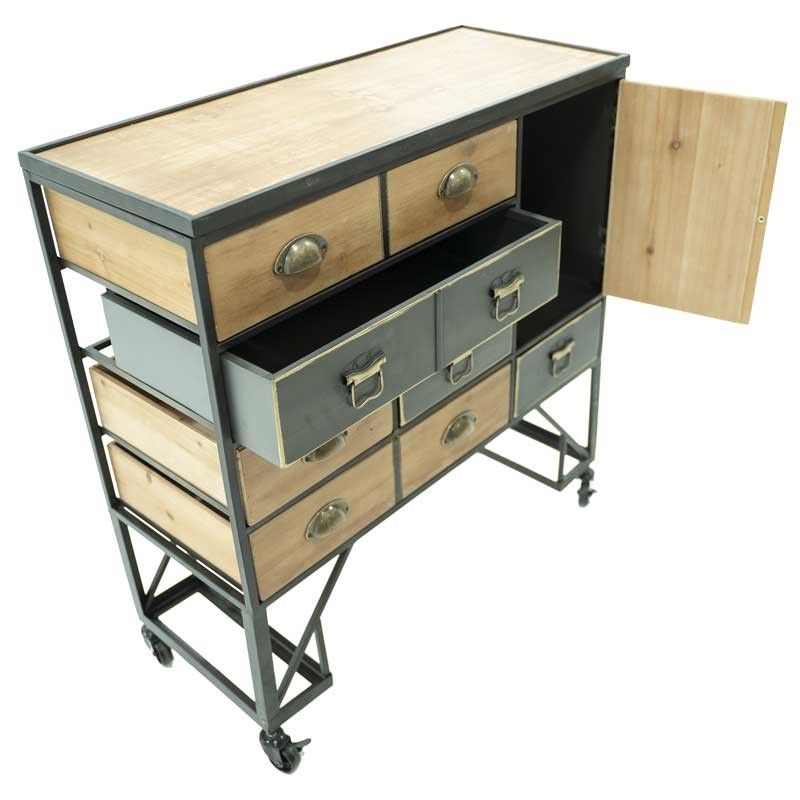 Cassettiera Stile Industrial con Ruote H.83 cm