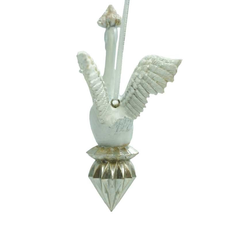 Cigno Natalizio in Resina da Appendere H.15 cm 2 Modelli