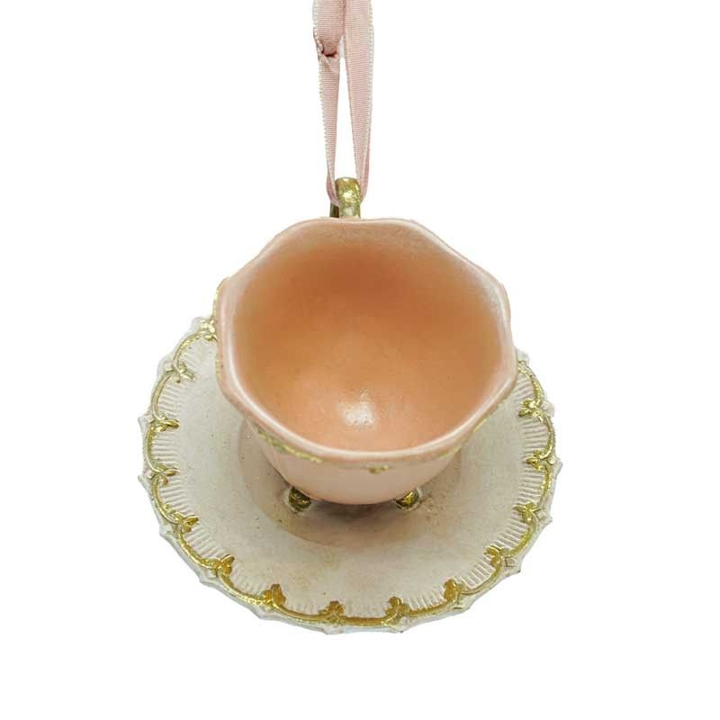 Tazzina con Piattino Rosa da Appendere 9 cm