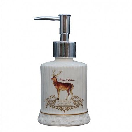 Dosa Sapone in Ceramica Bianca con Renna H.16 cm