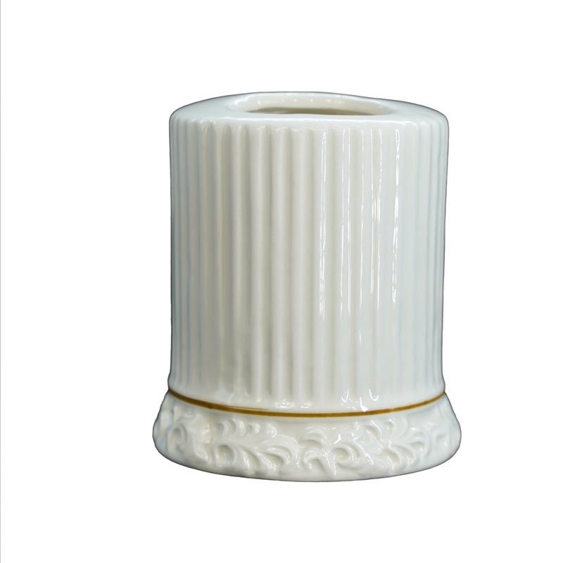 Porta Spazzolini in Ceramica Bianca con Renna H.9 cm