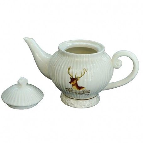 Teiera in Ceramica Bianca con Renna H.16 cm