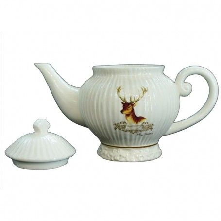 Teiera in Ceramica Bianca con Renna H.16 cm