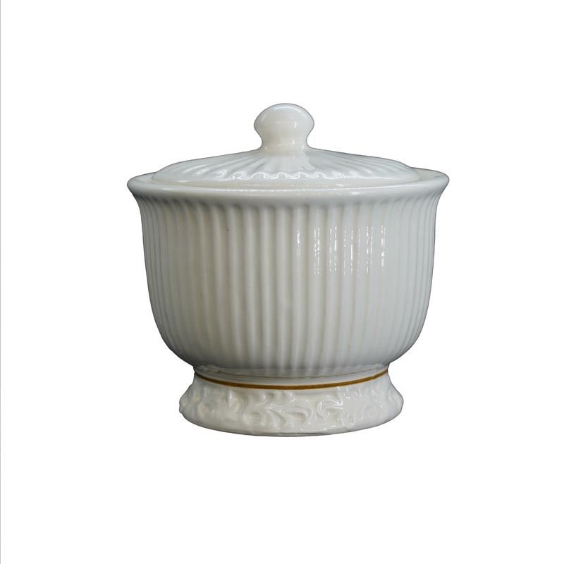 Contenitore Piccolo in Ceramica Bianca con Renna H.10 cm