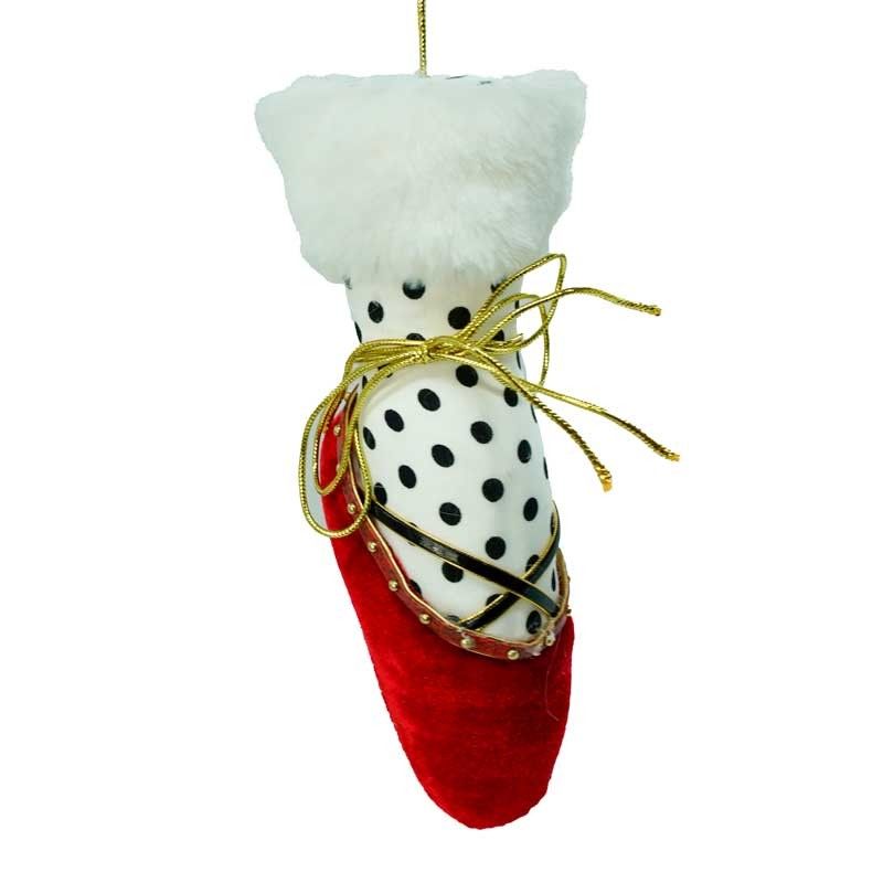 Scarpina da Ballo Natalizia da Appendere Rossa in Velluto H.20 cm