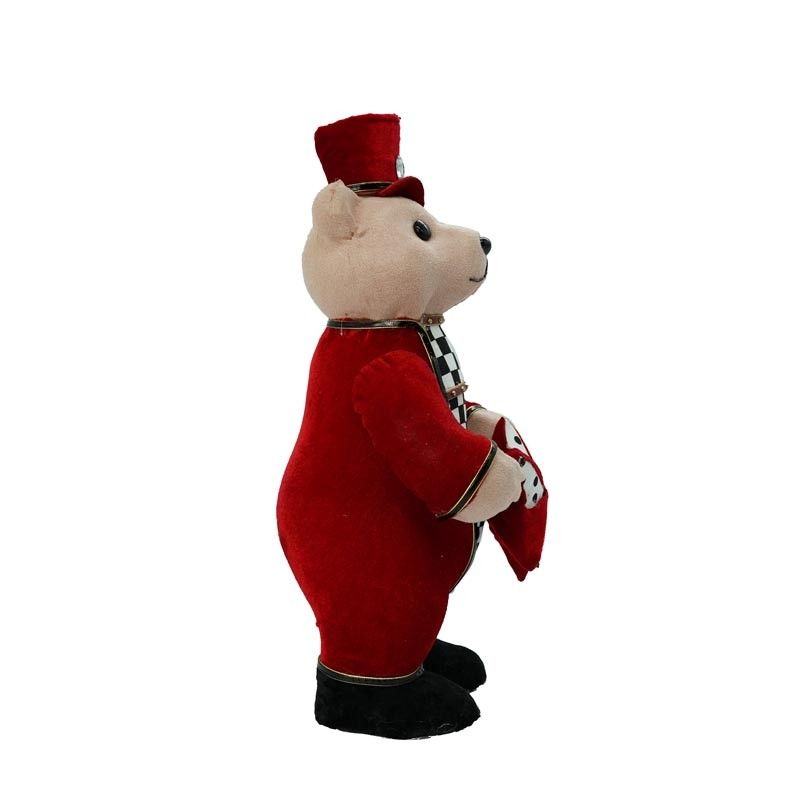 Orsetto con Abito Rosso a Scacchi H.32 cm