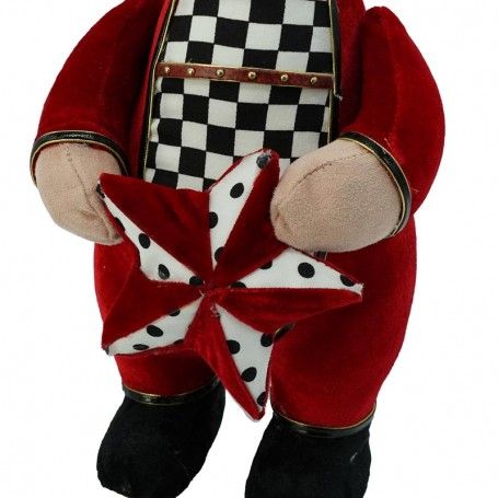 Orsetto con Abito Rosso a Scacchi H.32 cm