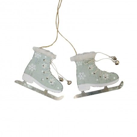 Coppia di Pattini in Legno Verde Chiaro da Appendere