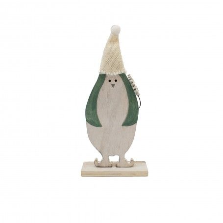 Pinguino in Legno Bianco e Verde 2 Misure