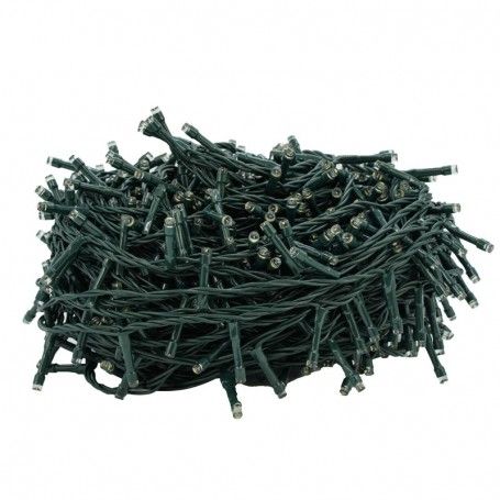 Catena 1300 Luci Led Bianco Caldo con Memory Control con Cavo Verde 65 metri Uso Esterno