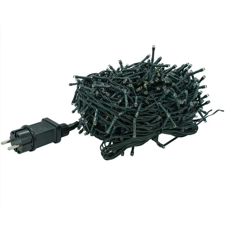 Catena 1300 Luci Led Bianco Caldo con Memory Control con Cavo Verde 65 metri Uso Esterno