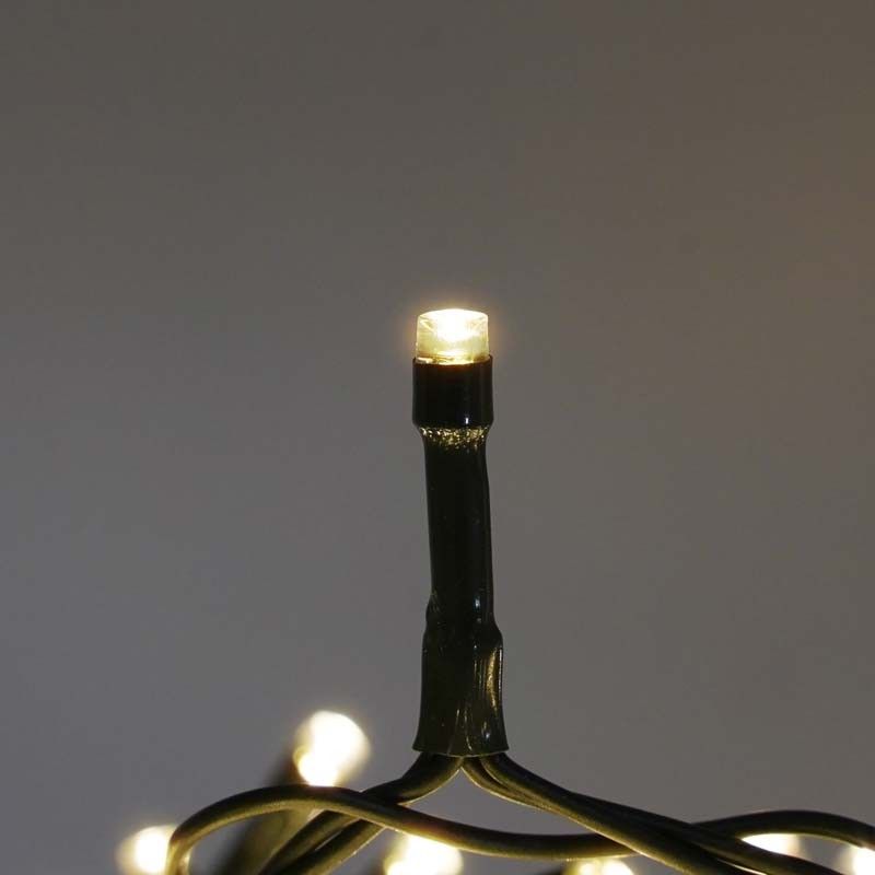 Catena 1300 Luci Led Bianco Caldo con Memory Control con Cavo Verde 65 metri Uso Esterno