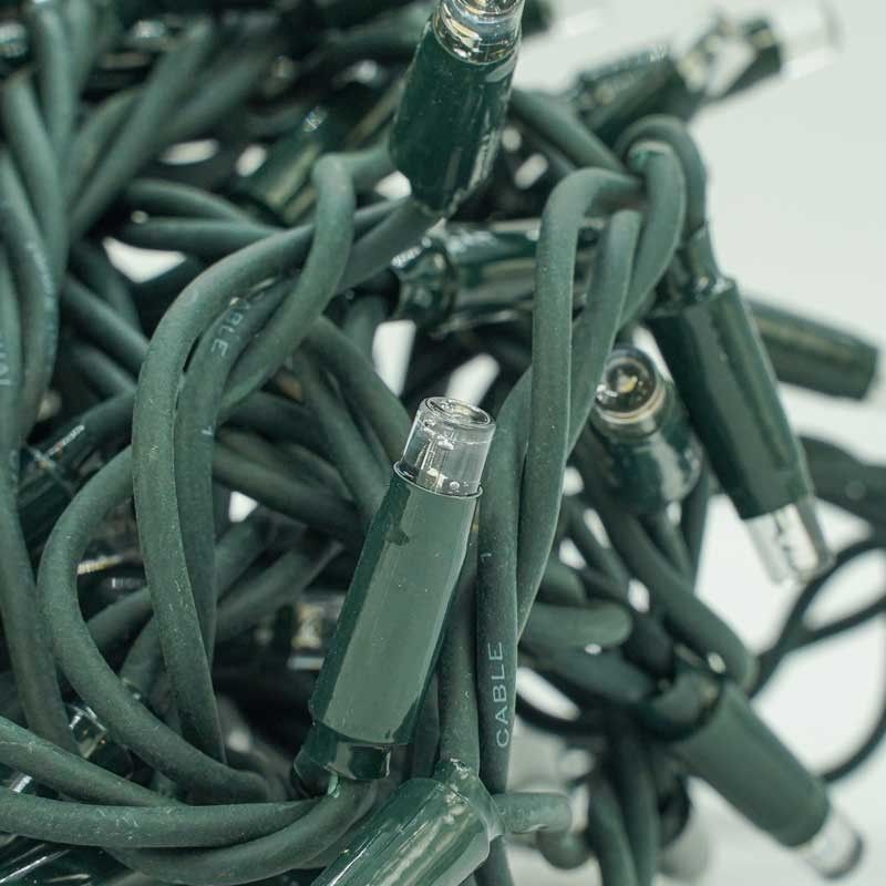 Serie di Luci da 10 metri con 135 Led Bianco Caldo + 15 Flash, Cavo in Caucciù Verde Professionale, Connettibile, Uso Esterno