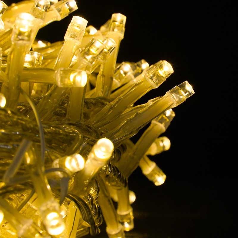 Catena Memory Control con 480 Luci Led Bianco Caldo con Cavo Trasparente 24 metri, Uso Esterno