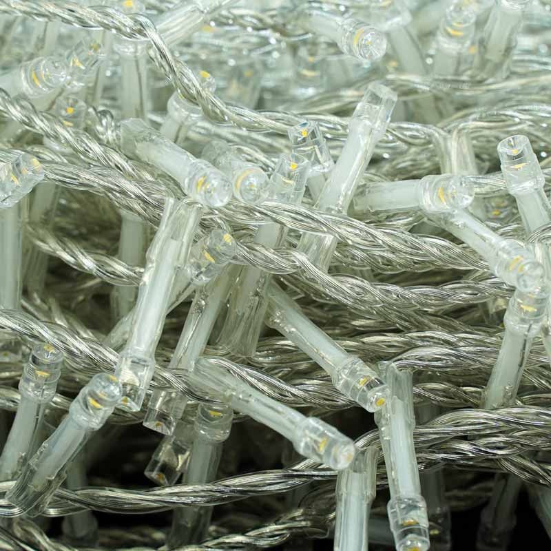 Catena Memory Control con 480 Luci Led Bianco Caldo con Cavo Trasparente 24 metri, Uso Esterno