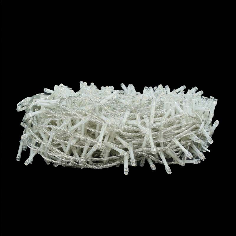 Catena Memory Control con 700 Luci Led Bianco Caldo con Cavo Trasparente 35 metri, Uso Esterno