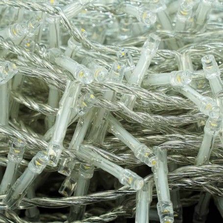 Catena Memory Control con 700 Luci Led Bianco Caldo con Cavo Trasparente 35 metri, Uso Esterno