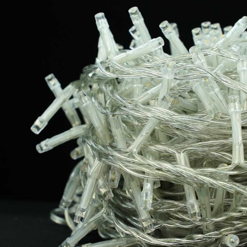 Catena Memory Control con 1000 Luci Led Bianco Caldo con Cavo Trasparente 50 metri, Uso Esterno