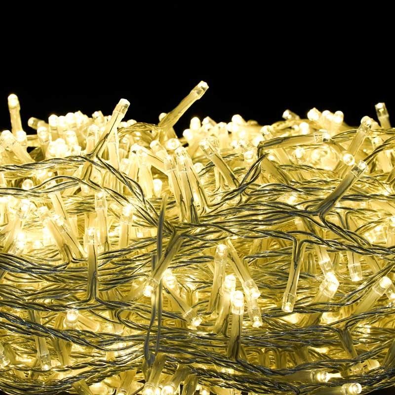 Catena Memory Control con 1000 Luci Led Bianco Caldo con Cavo Trasparente 50 metri, Uso Esterno