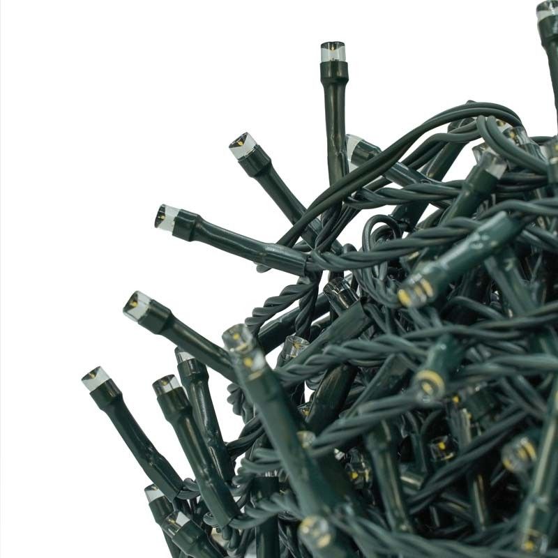 Catena Memory Control con 1000 Luci Led Bianco Caldo con Cavo Verde 50 metri, Uso Esterno