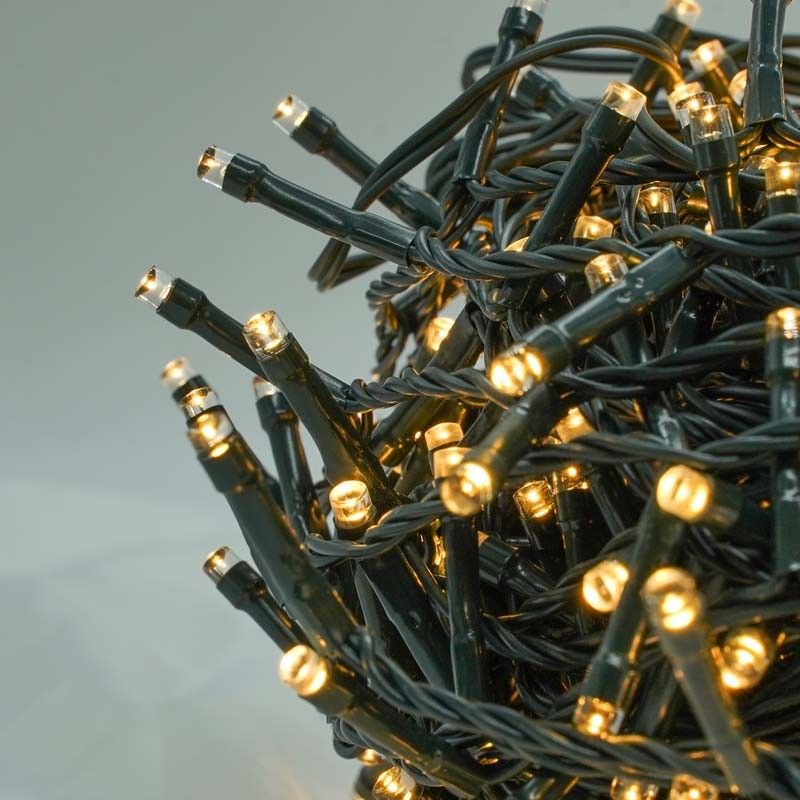 Catena Memory Control con 1000 Luci Led Bianco Caldo con Cavo Verde 50 metri, Uso Esterno