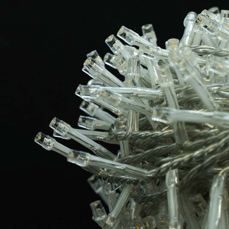 Catena con 1300 Luci Led Bianco Caldo con Cavo Trasparente Memory Control 65 metri, Uso Esterno