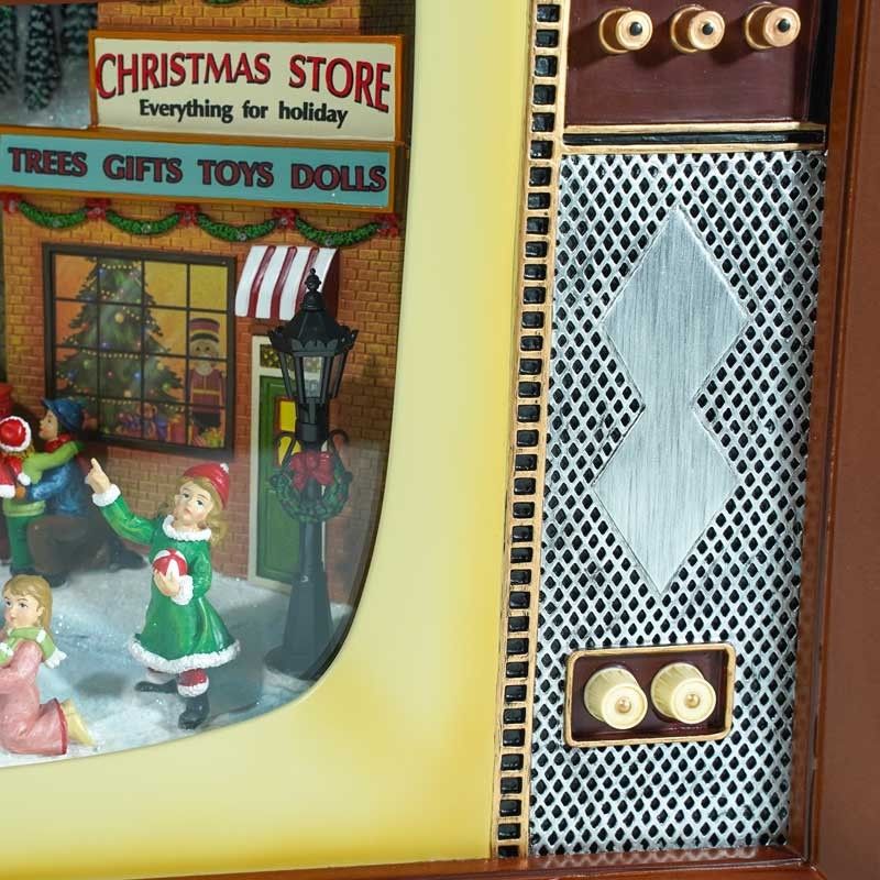 Tv con Scena Natalizia in Movimento con Luci Led e Musica H. 50 cm