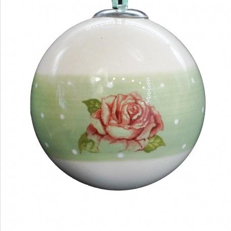 Palla di Natale con Fiore 2 Colori D.9 cm