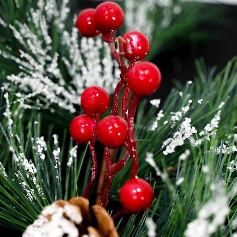 Ramo Natalizio con Pigne e Bacche Rosse H.50 cm
