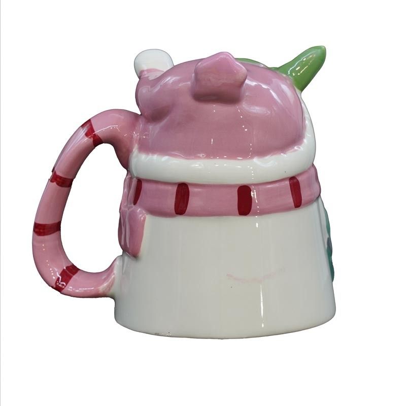 Tazza Natalizia Up&Down con Pupazzo di Neve Bianco e Rosa