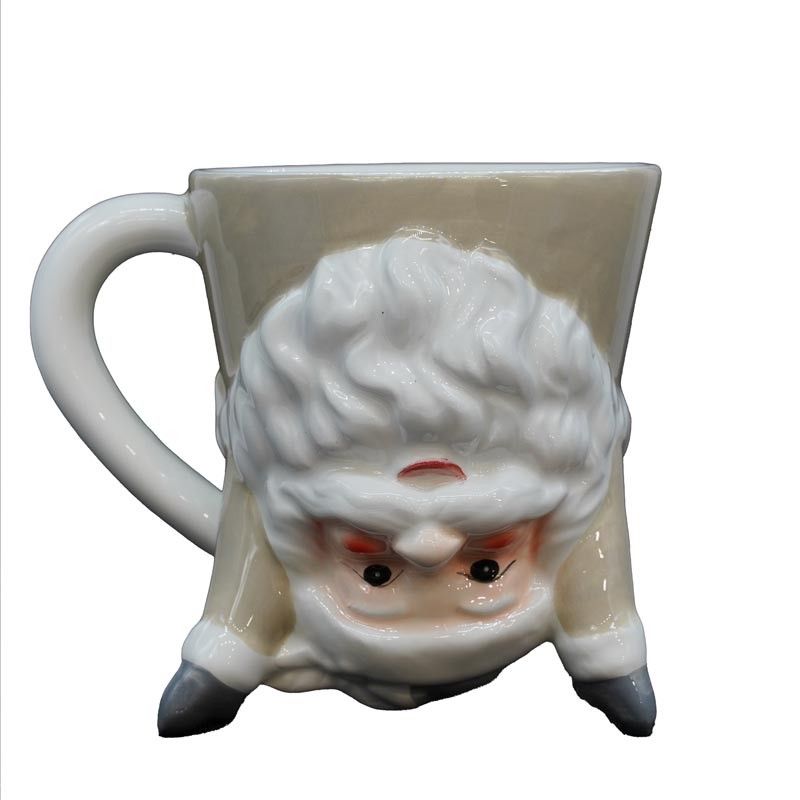 Tazza Natalizia Up&Down con Babbo Natale Bianco e Tortora