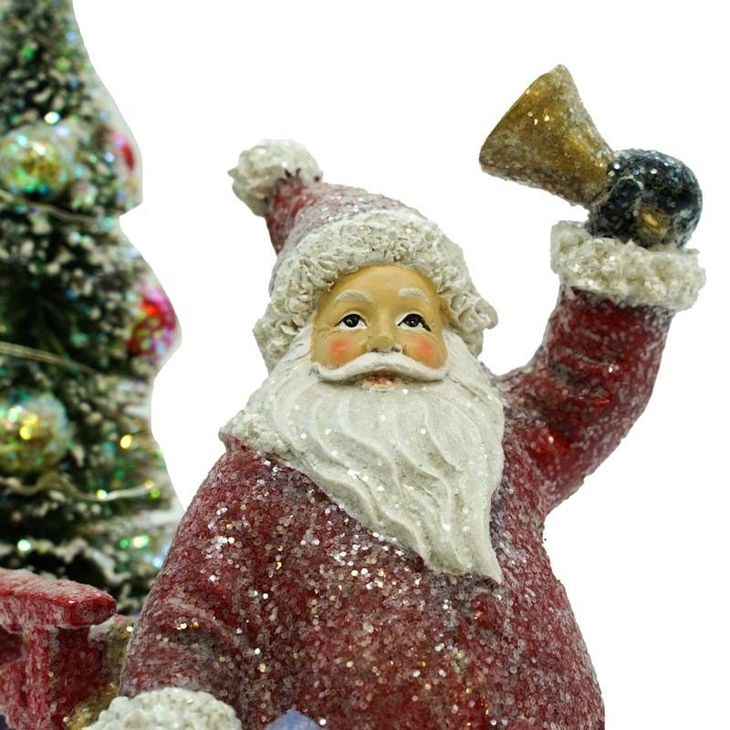 Slitta con Babbo Natale e Luci Led in Resina