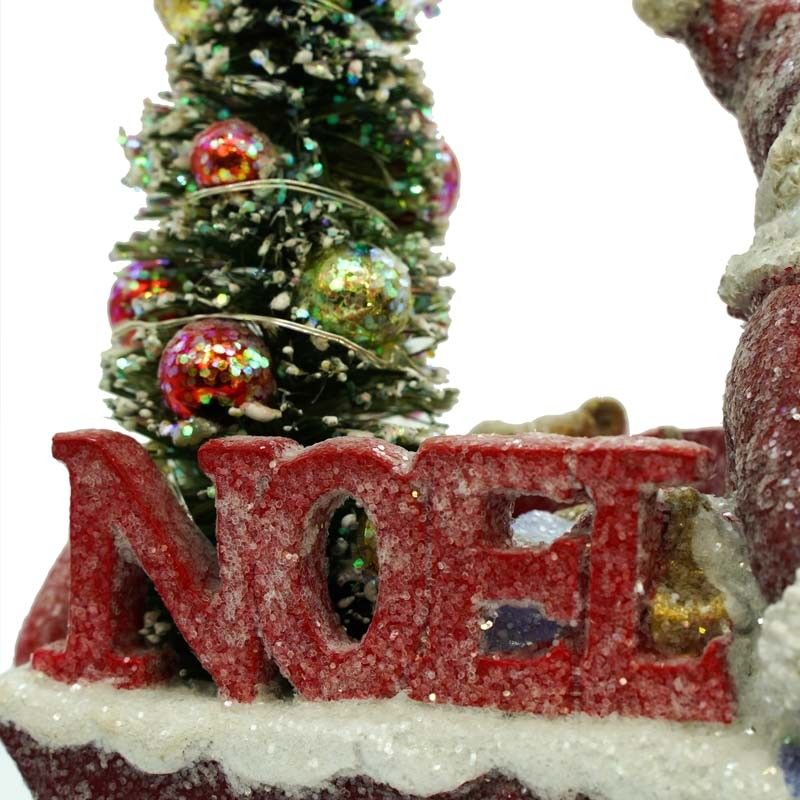 Slitta con Babbo Natale e Luci Led in Resina