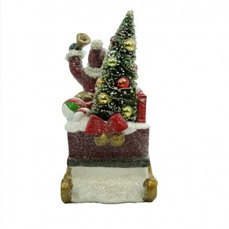 Slitta con Babbo Natale e Luci Led in Resina
