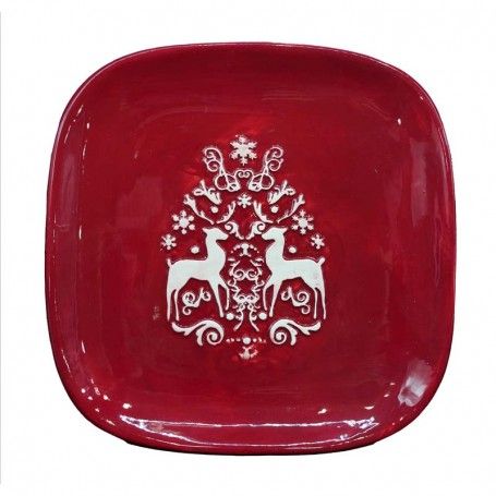 Piatto Quadrato in Ceramica Rosso