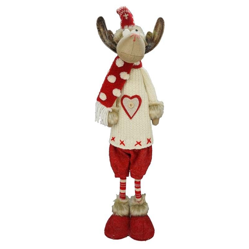 Renna Natalizia in Piedi 2 Colori Bianca/Rossa H.63 cm