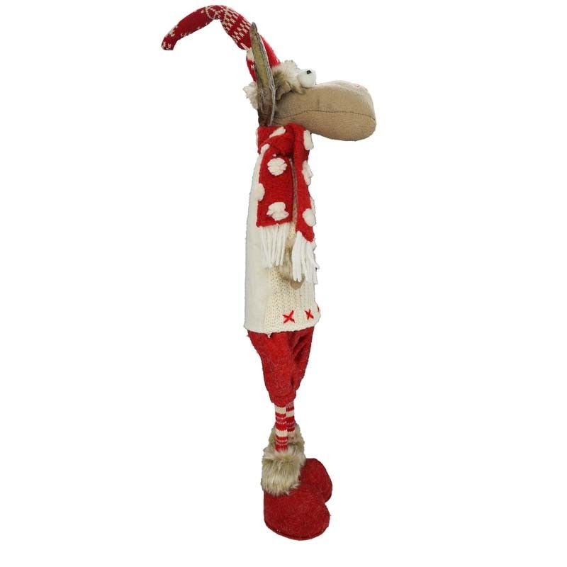 Renna Natalizia in Piedi 2 Colori Bianca/Rossa H.63 cm